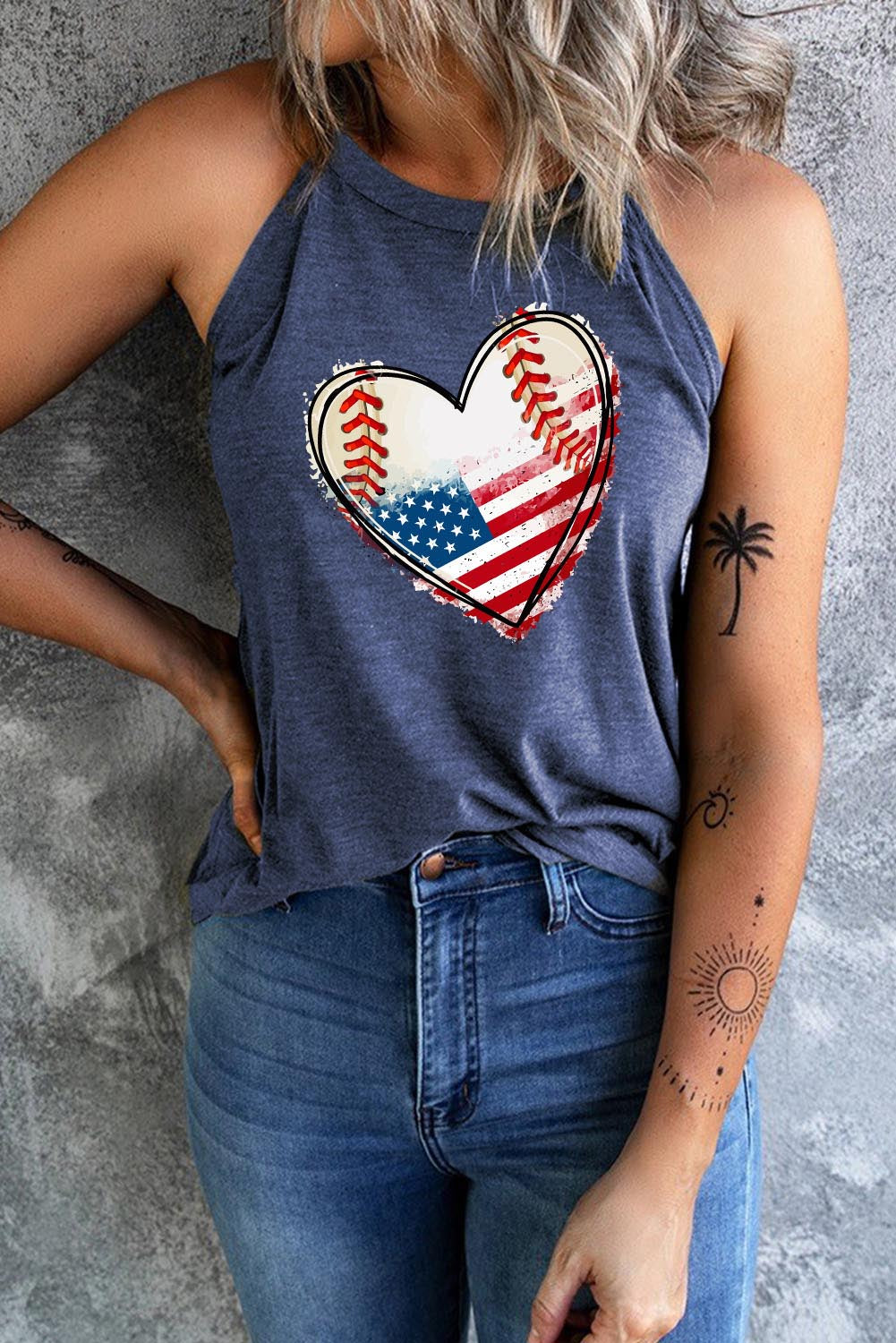 us flag heart graphic tank