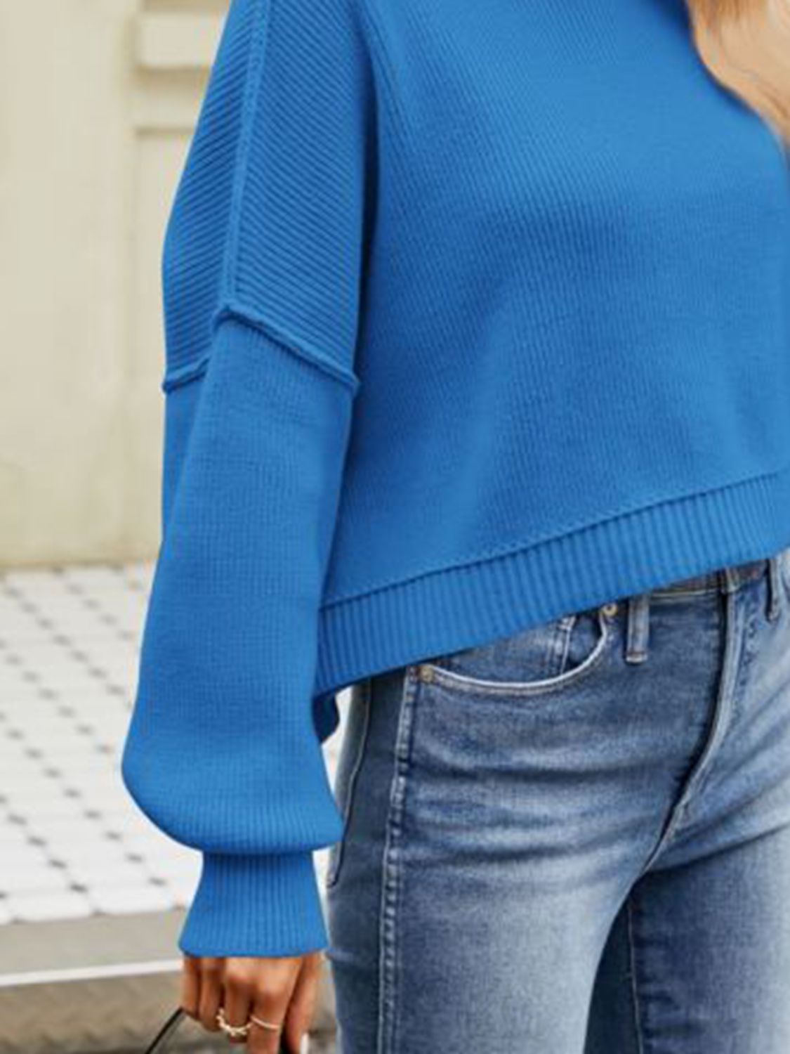 round neck dropped shoulder sweater