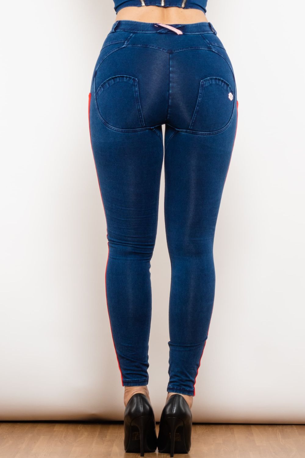 side stripe skinny jeans