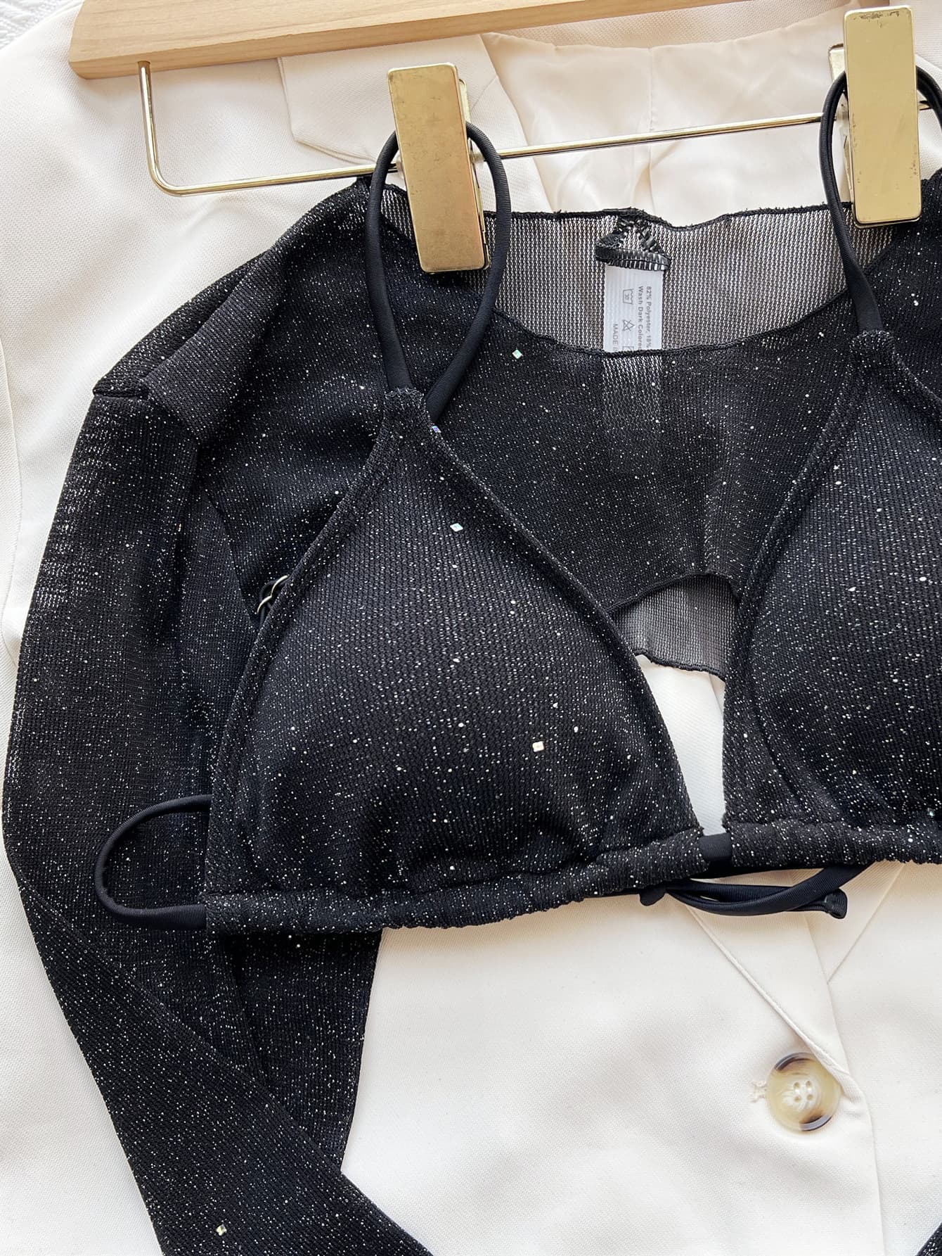glitter three-piece swim set
