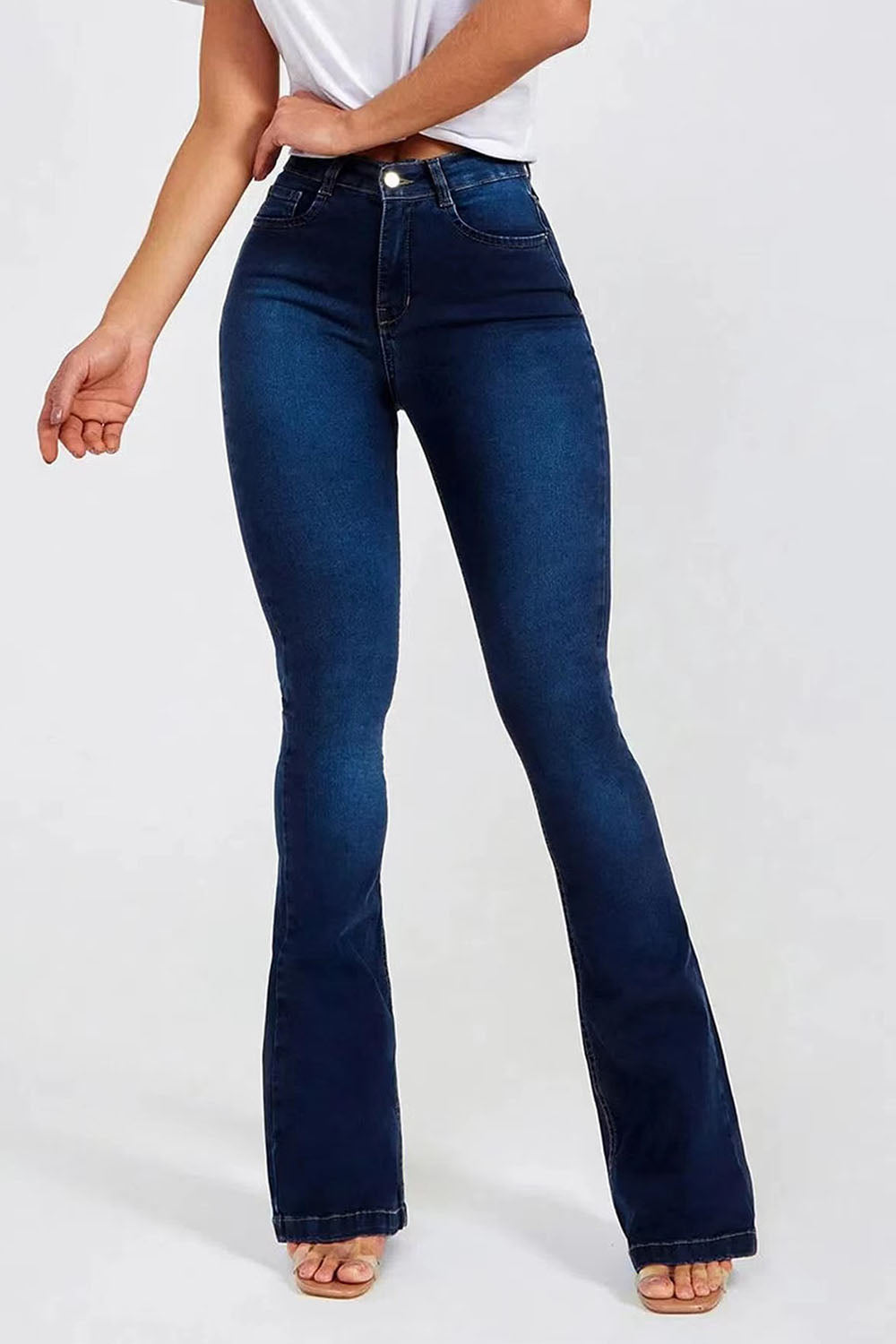 button fly long jeans