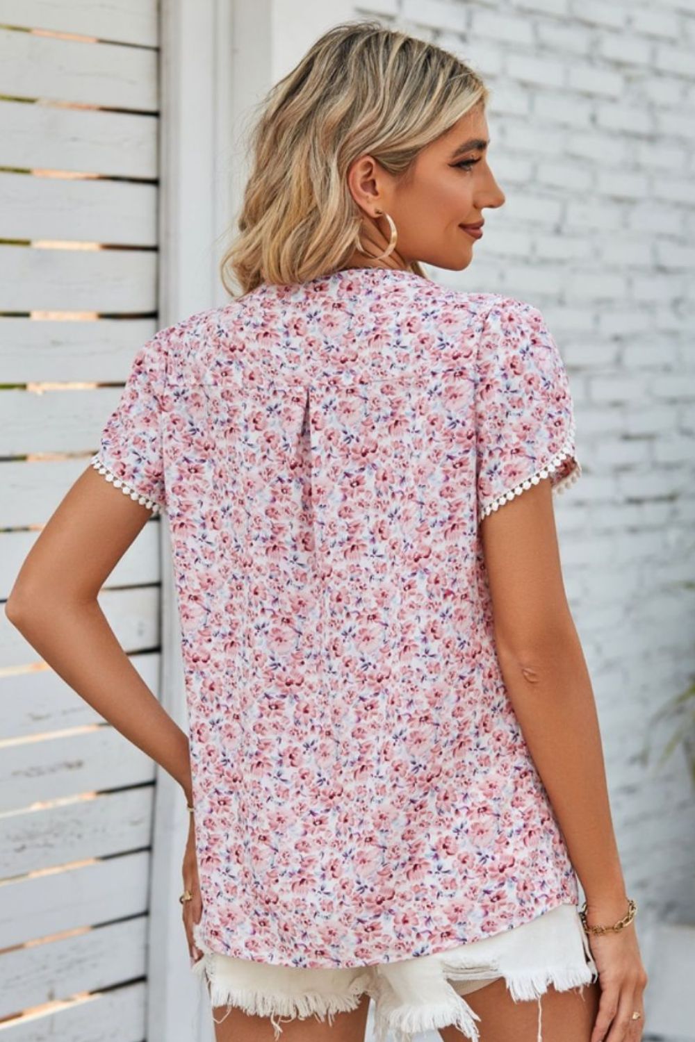 floral notched neck blouse