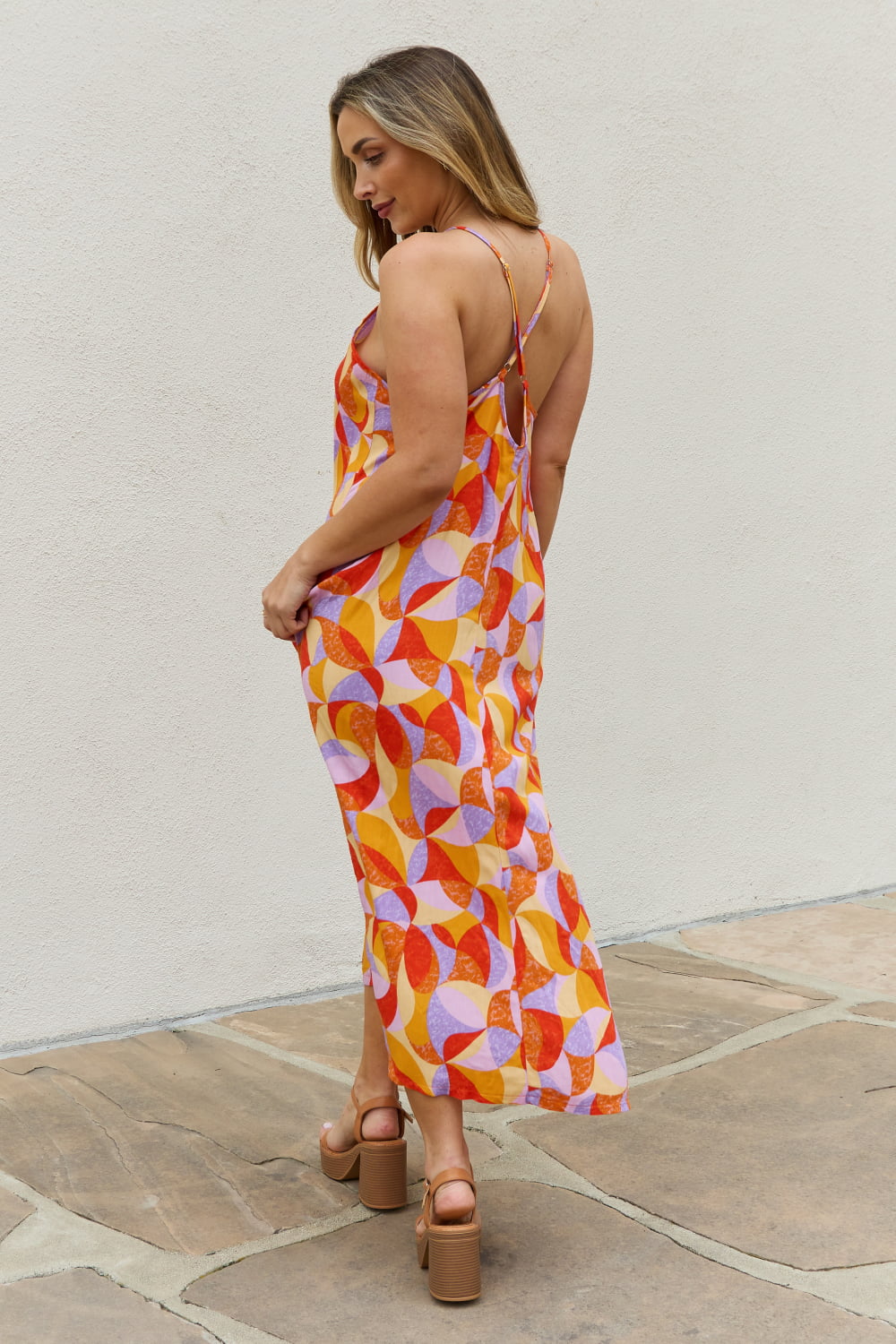 and the why full size printed sleeveless maxi dress