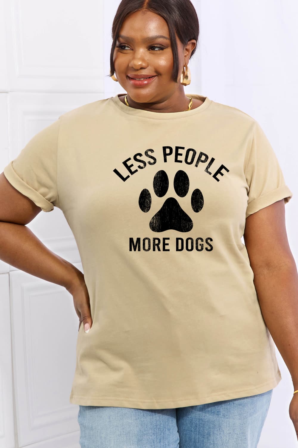 simply love full size less people more dogs graphic cotton tee