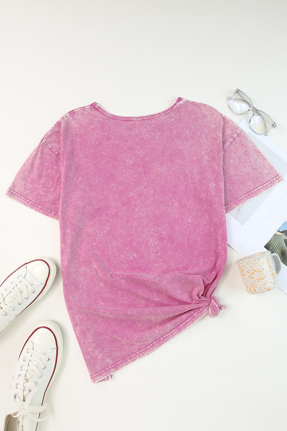 mineral wash star print dropped shoulder tunic t-shirt