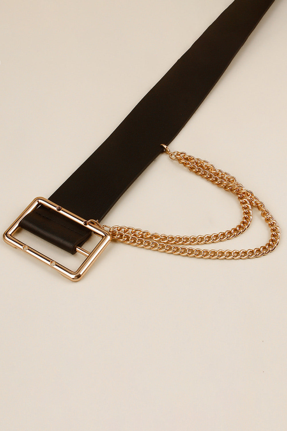 pu leather wide belt with chain