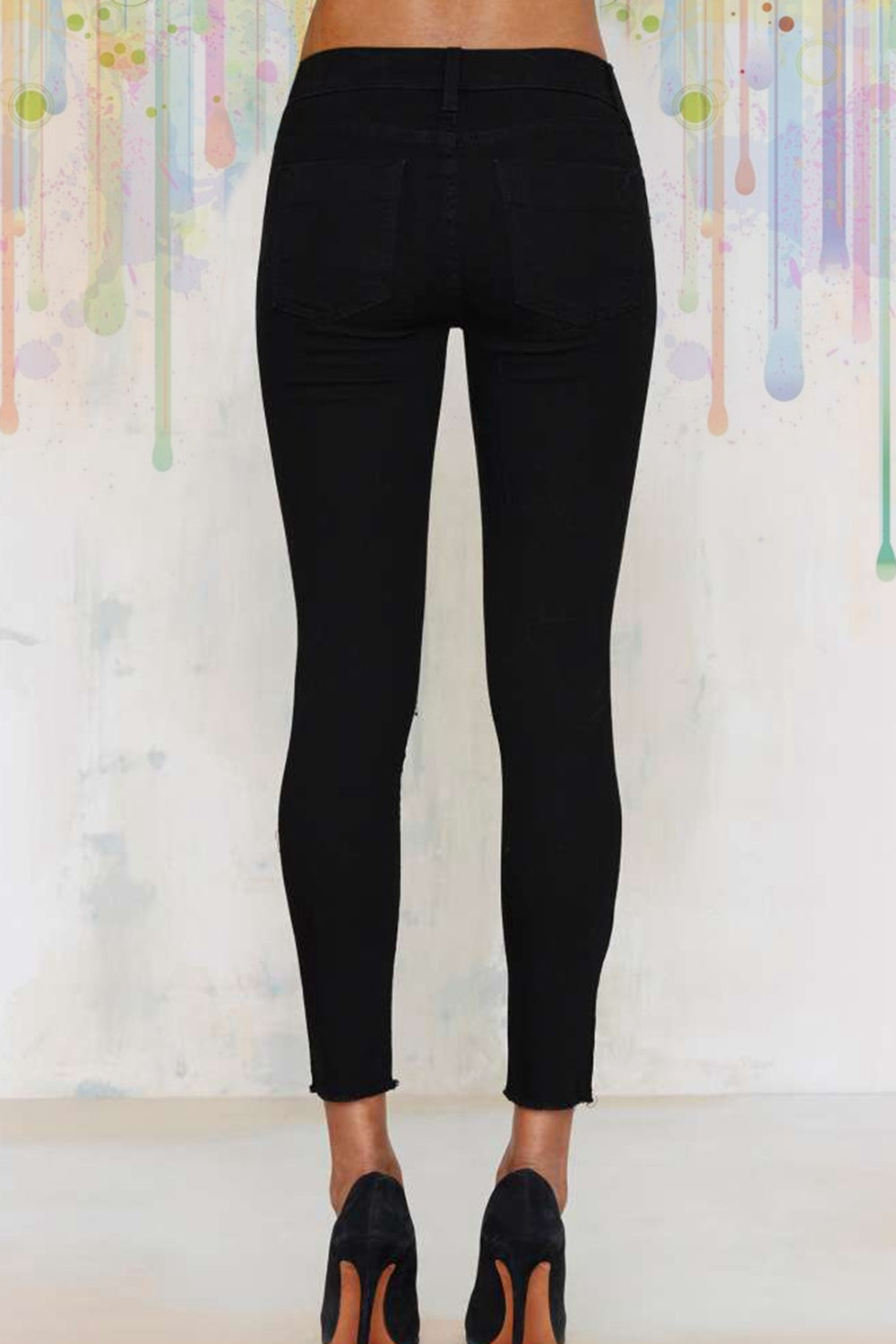 full size rose embroidery cutout jeans