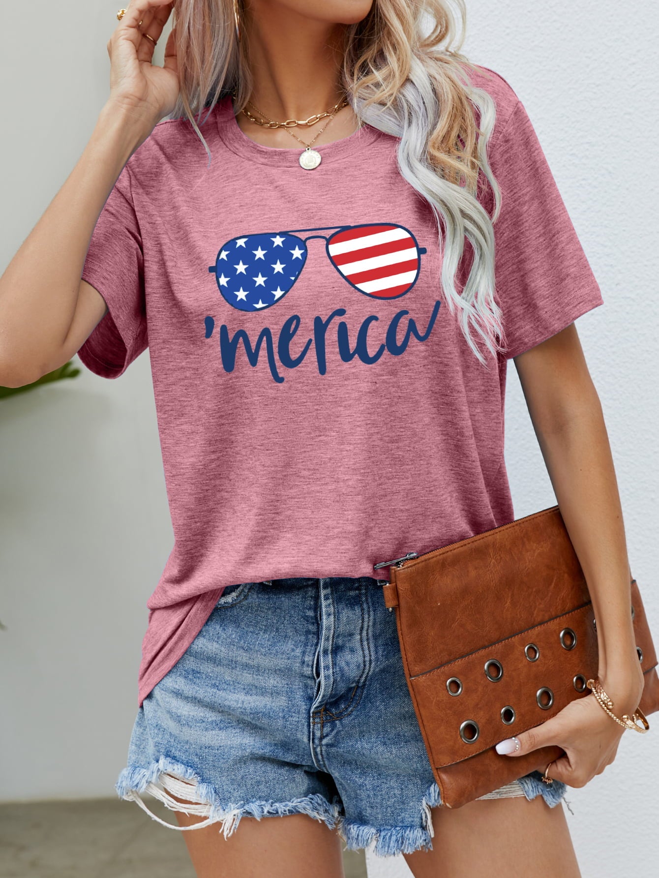 us flag glasses graphic tee