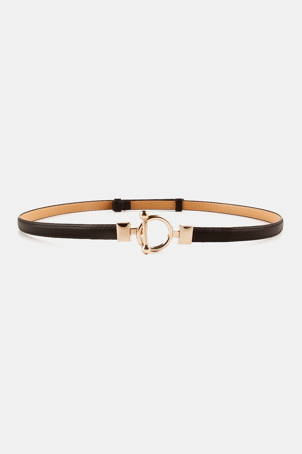 toggle buckle skinny pu belt