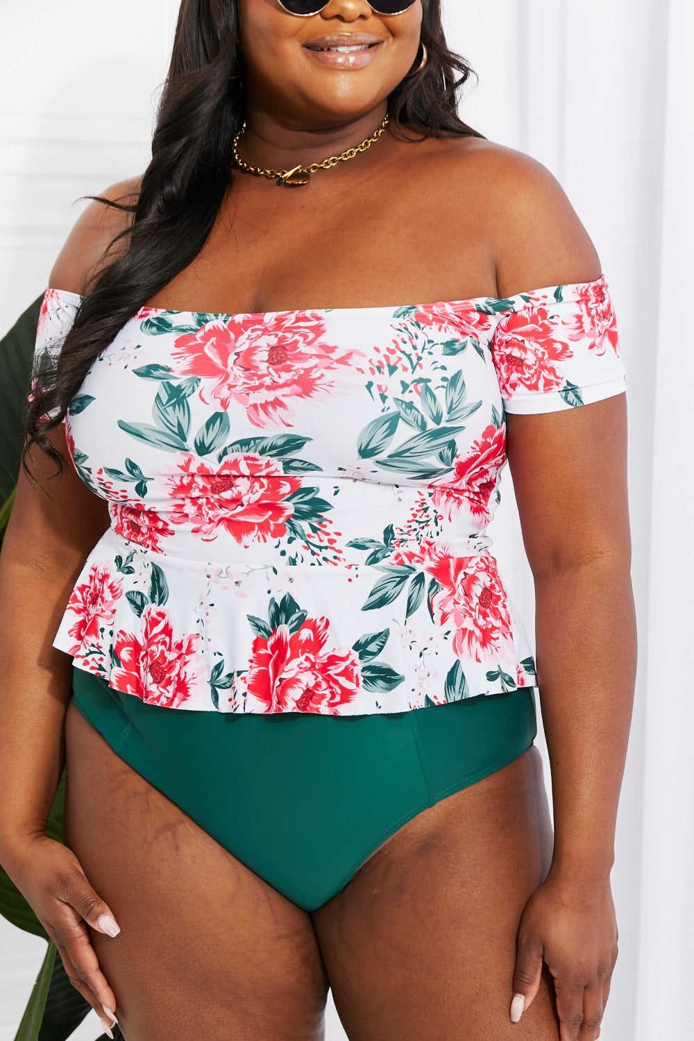 marina west swim coastal cutie off-shoulder swim tankini set