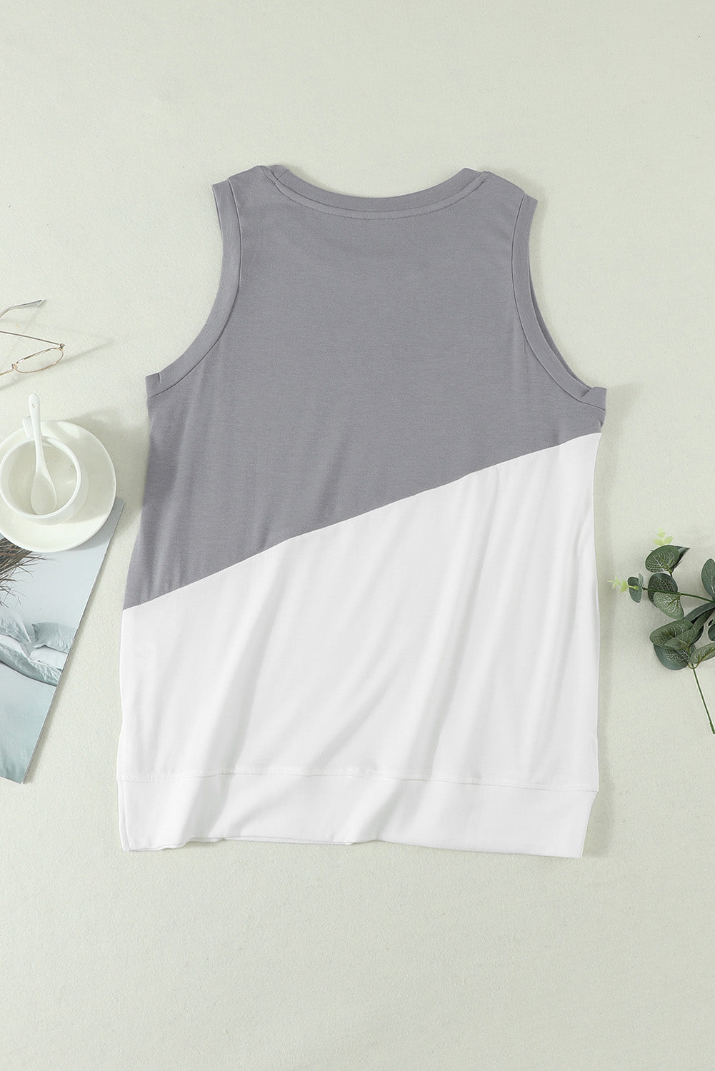 contrast round neck tank top