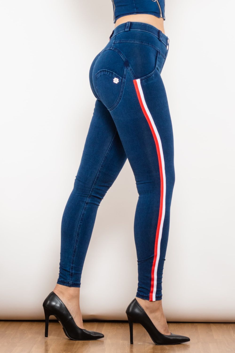 side stripe skinny jeans