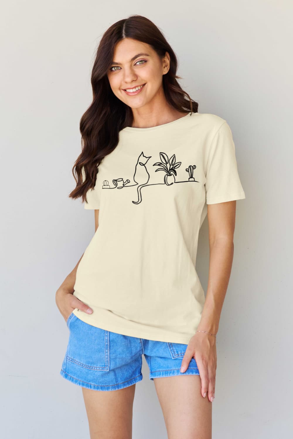 simply love full size cat graphic cotton tee