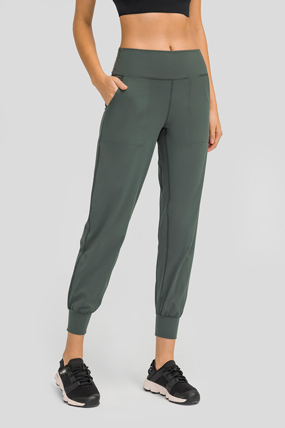 wide waistband slant pocket pants