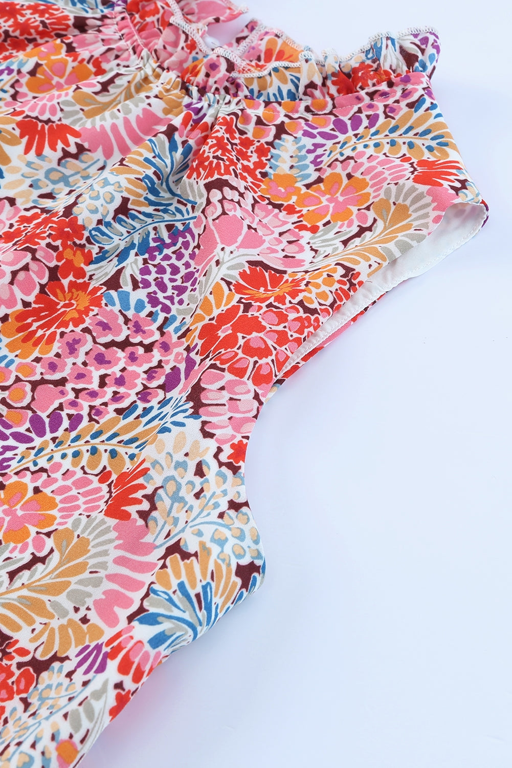 floral mock neck tank top