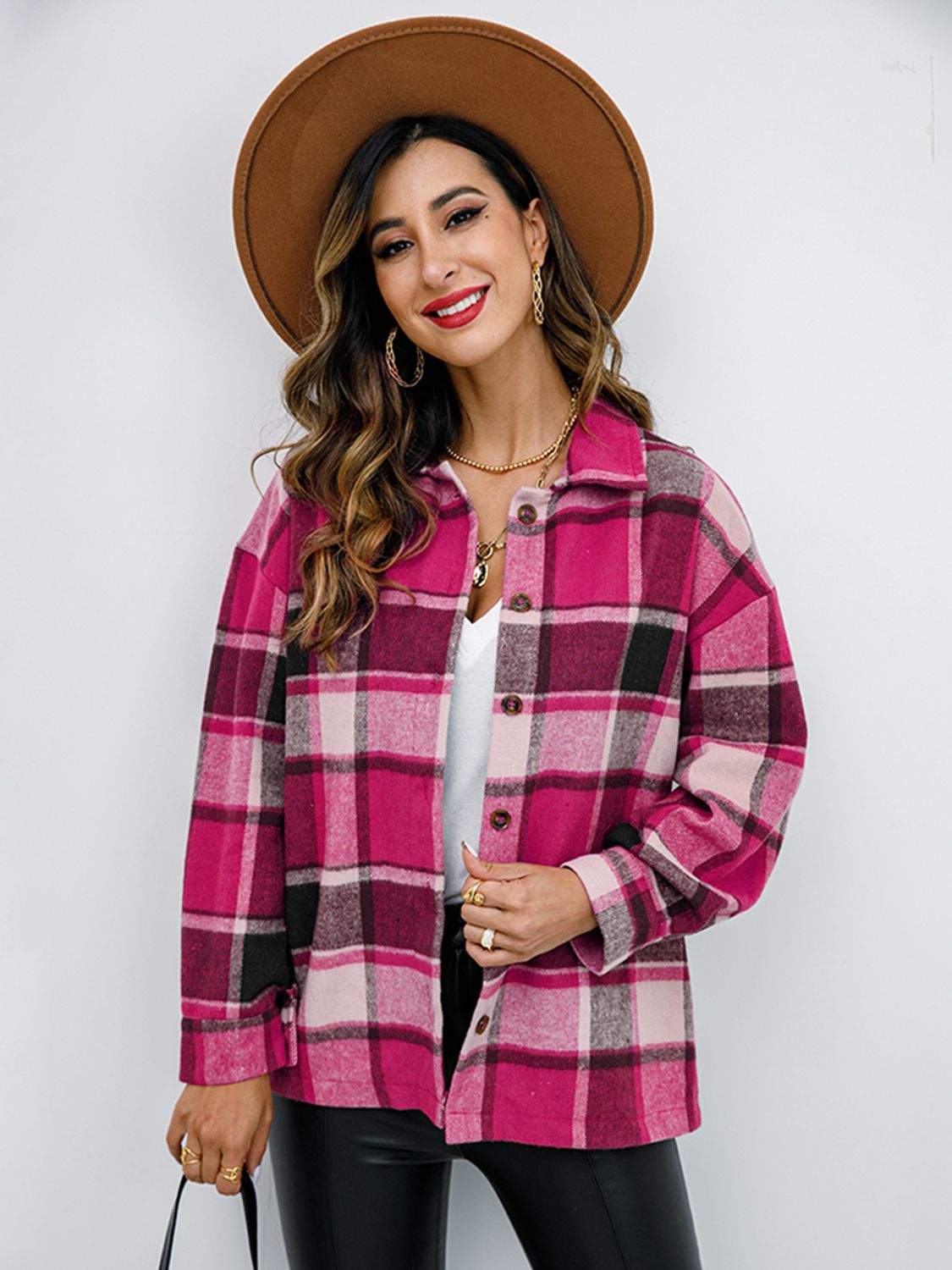 plaid button-down jacket