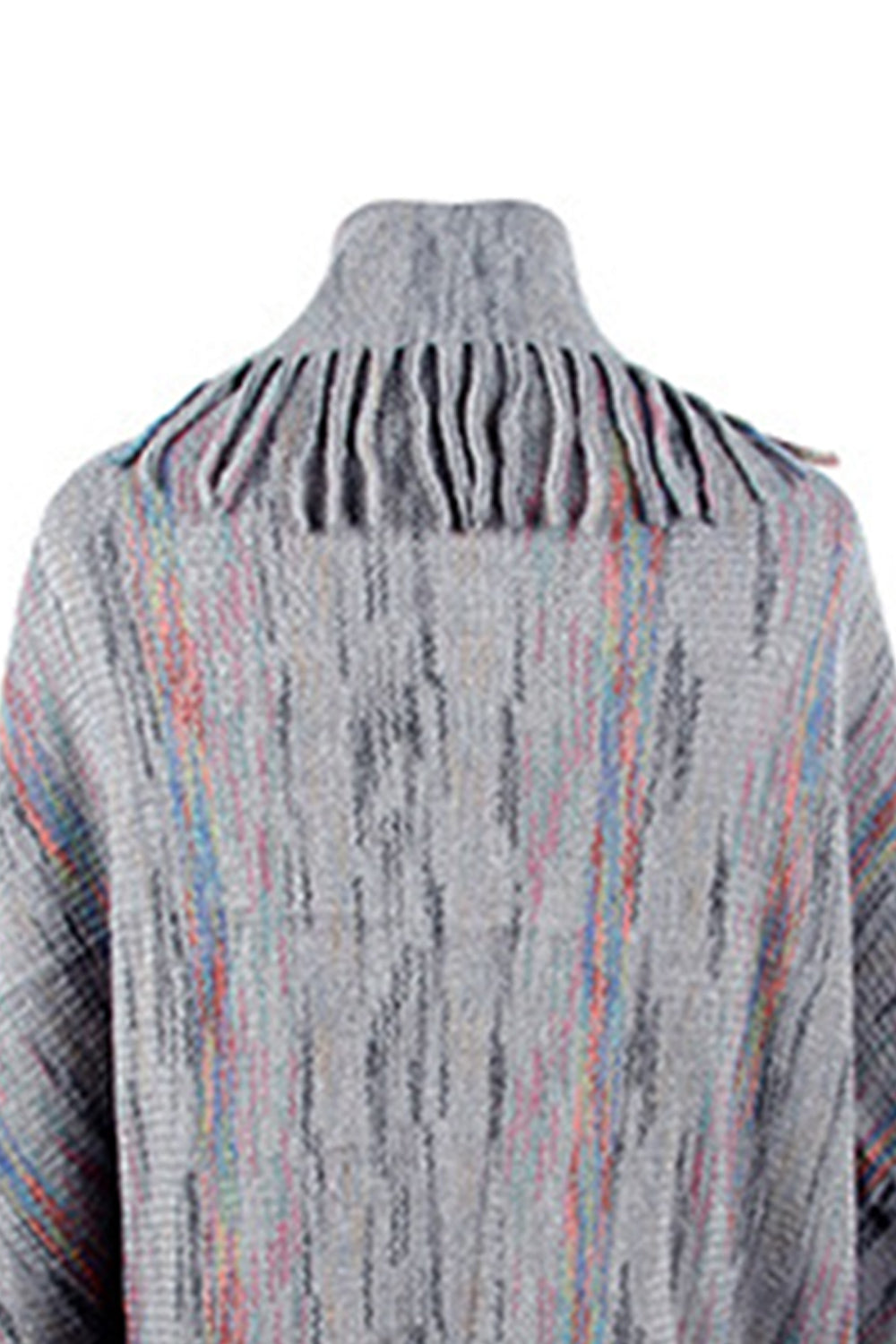 fringe detail printed poncho