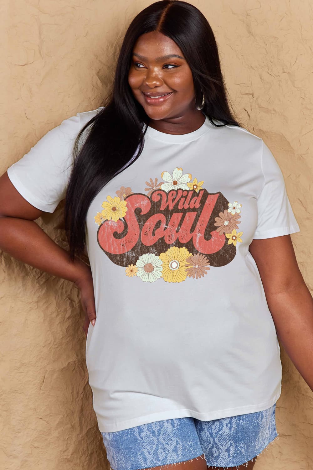 simply love full size wild soul graphic cotton t-shirt