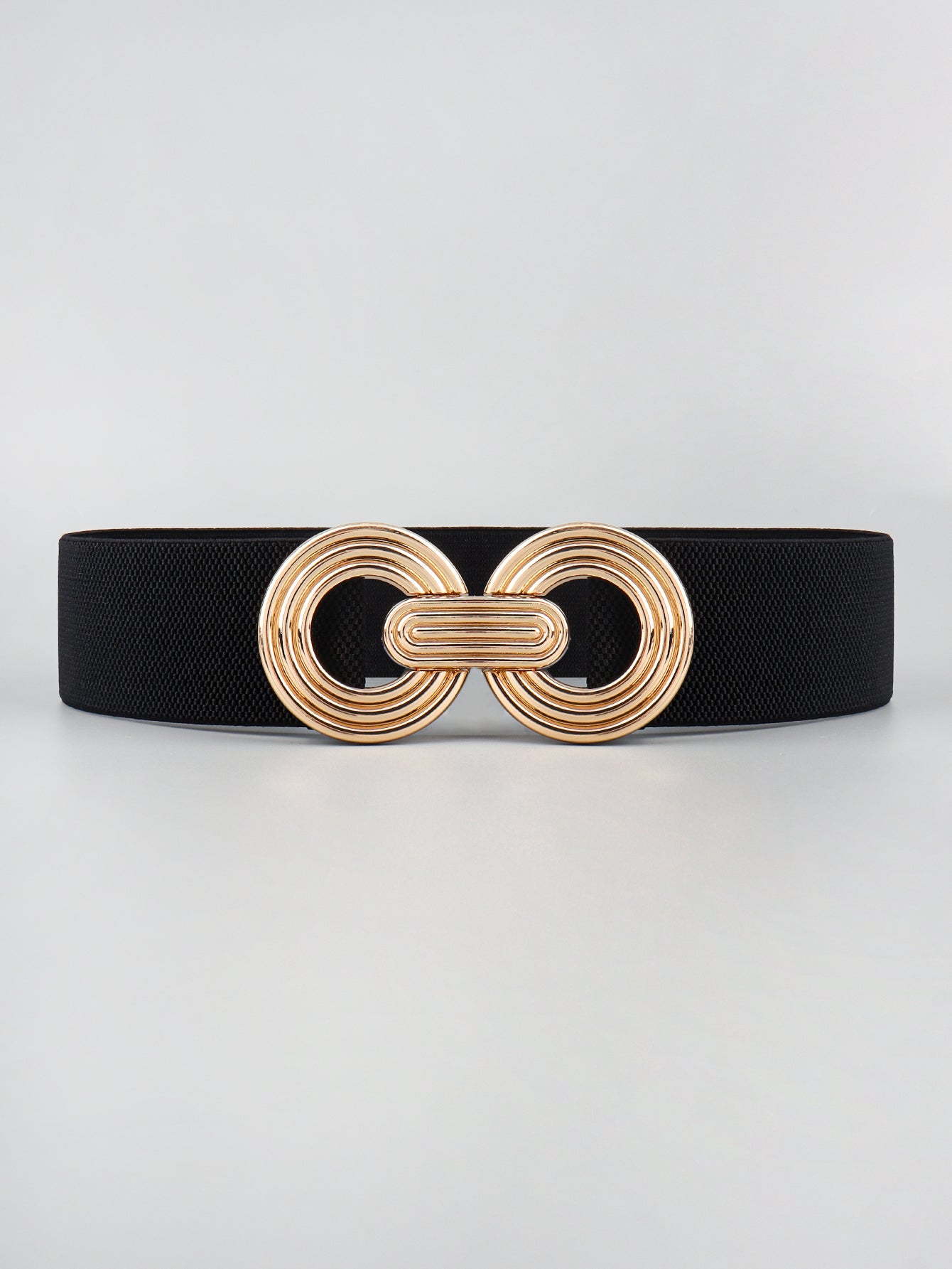 geometric buckle elastic wide belt