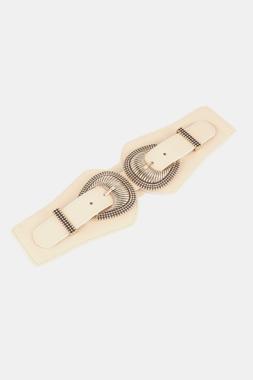 shell double buckle elastic wide belt