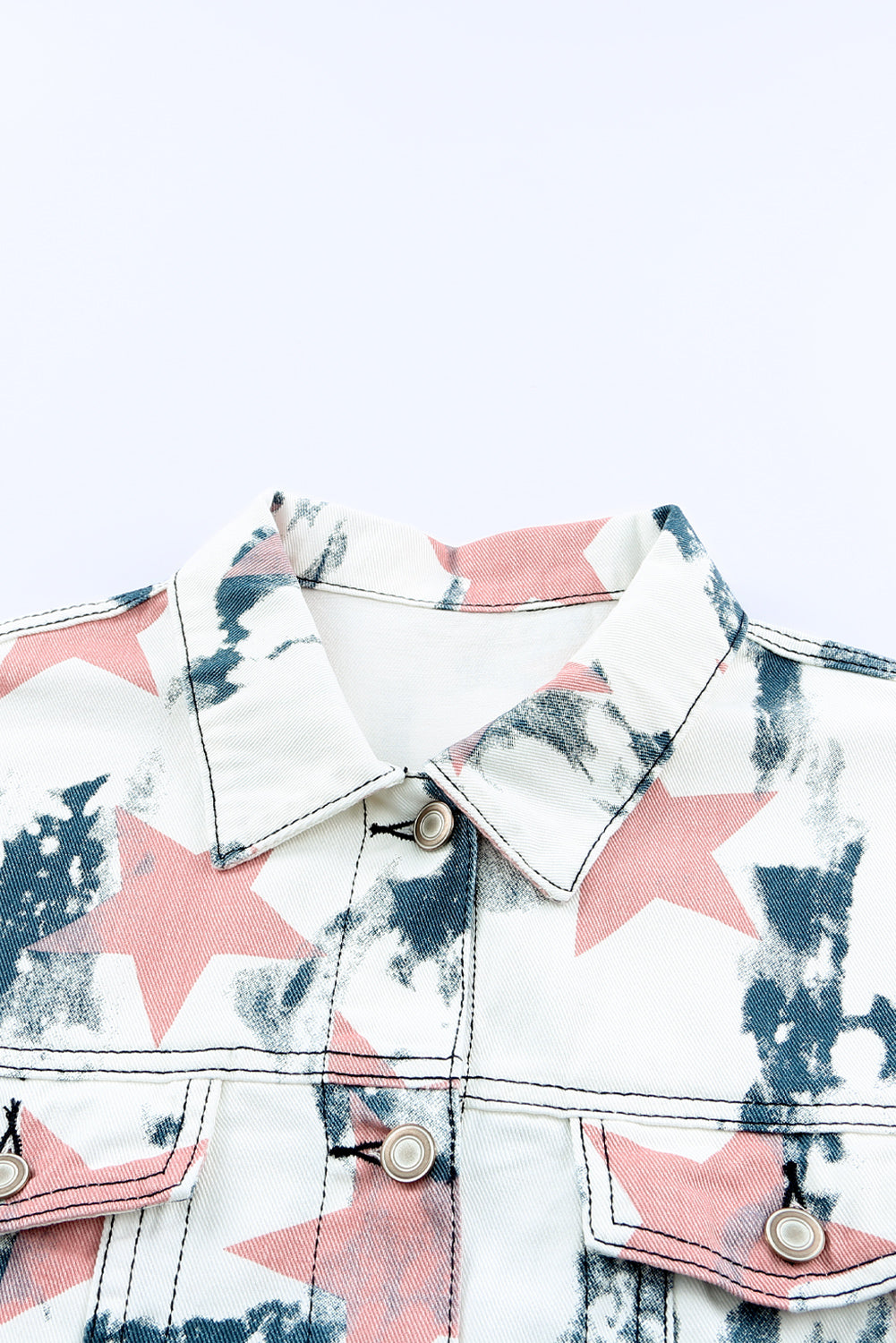 star tie-dye button down denim jacket