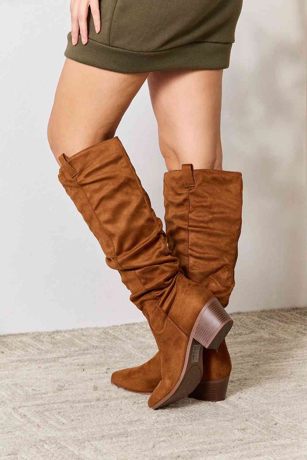 east lion corp block heel knee high boots