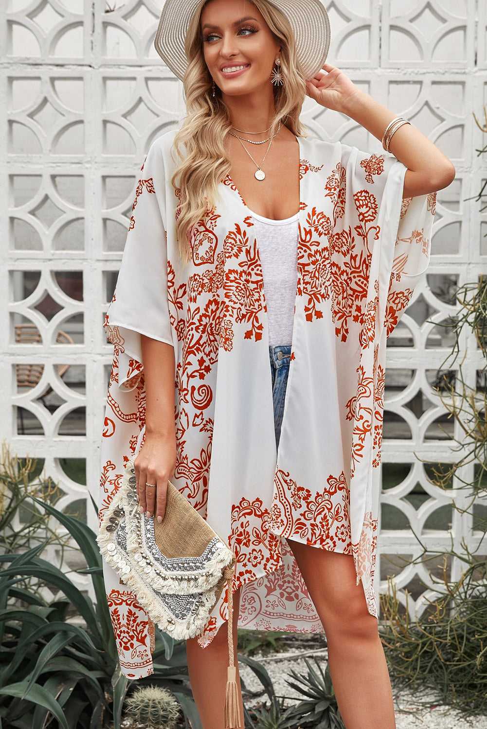 floral side slit cover up