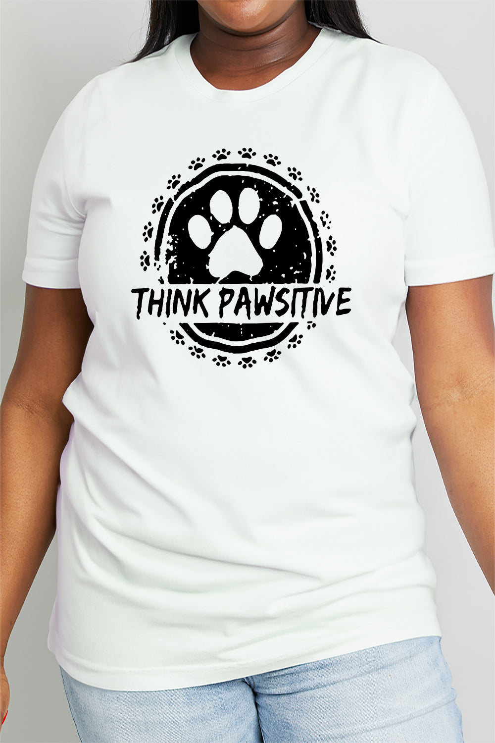 simply love simply love full size think pawsitive graphic cotton tee