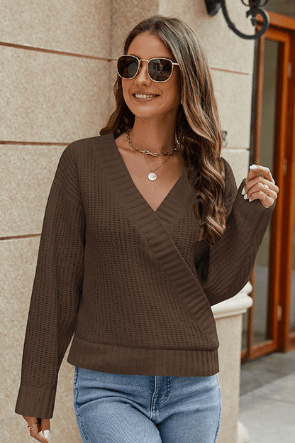 Surplice Neck Long Sleeve Sweater