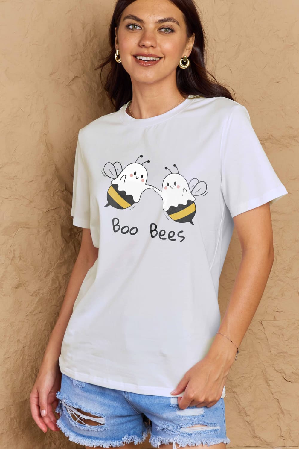 simply love full size boo bees graphic cotton t-shirt