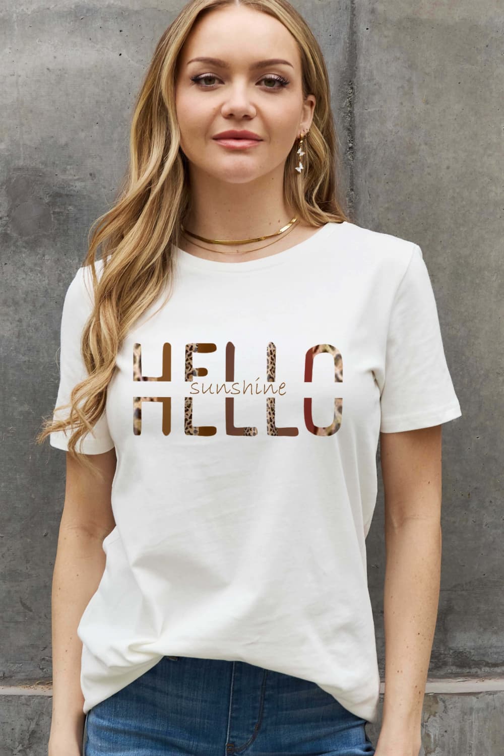 simply love full size hello sunshine graphic cotton tee