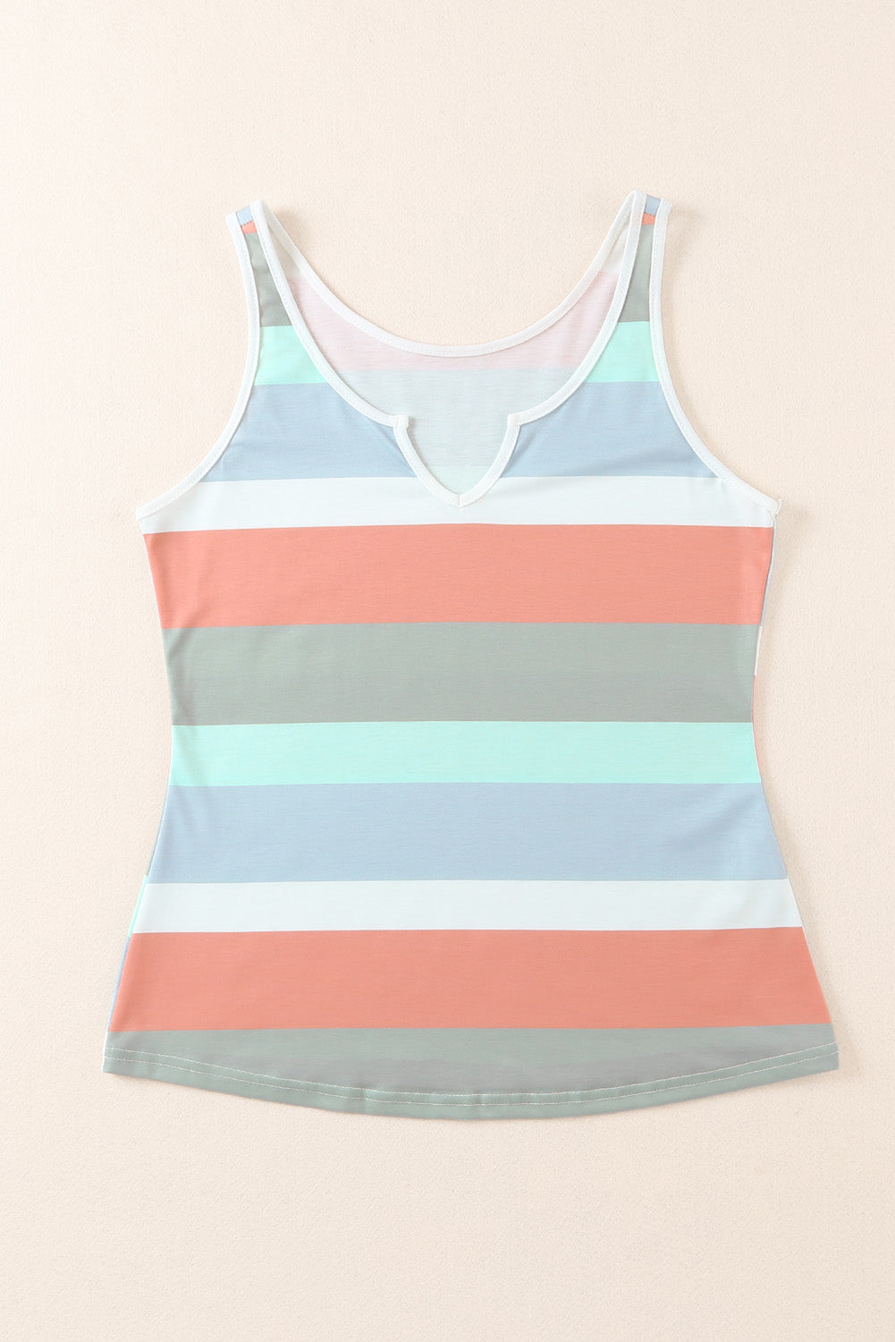 striped notched neck tank