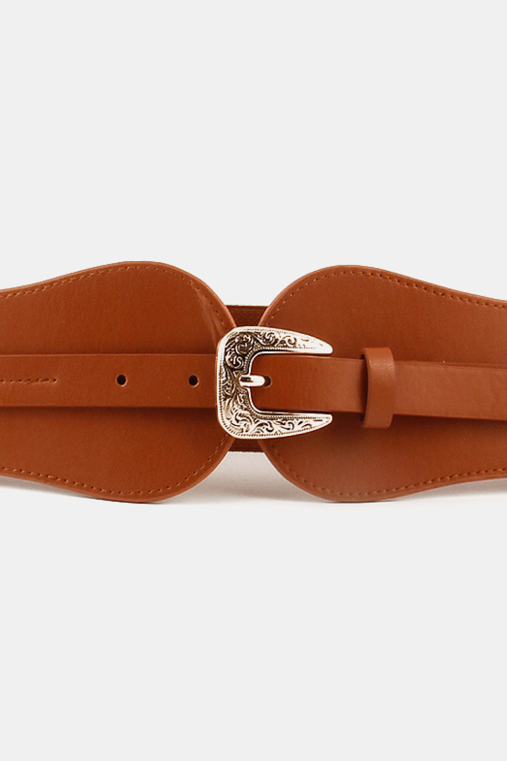 wide elastic belt with alloy buckle