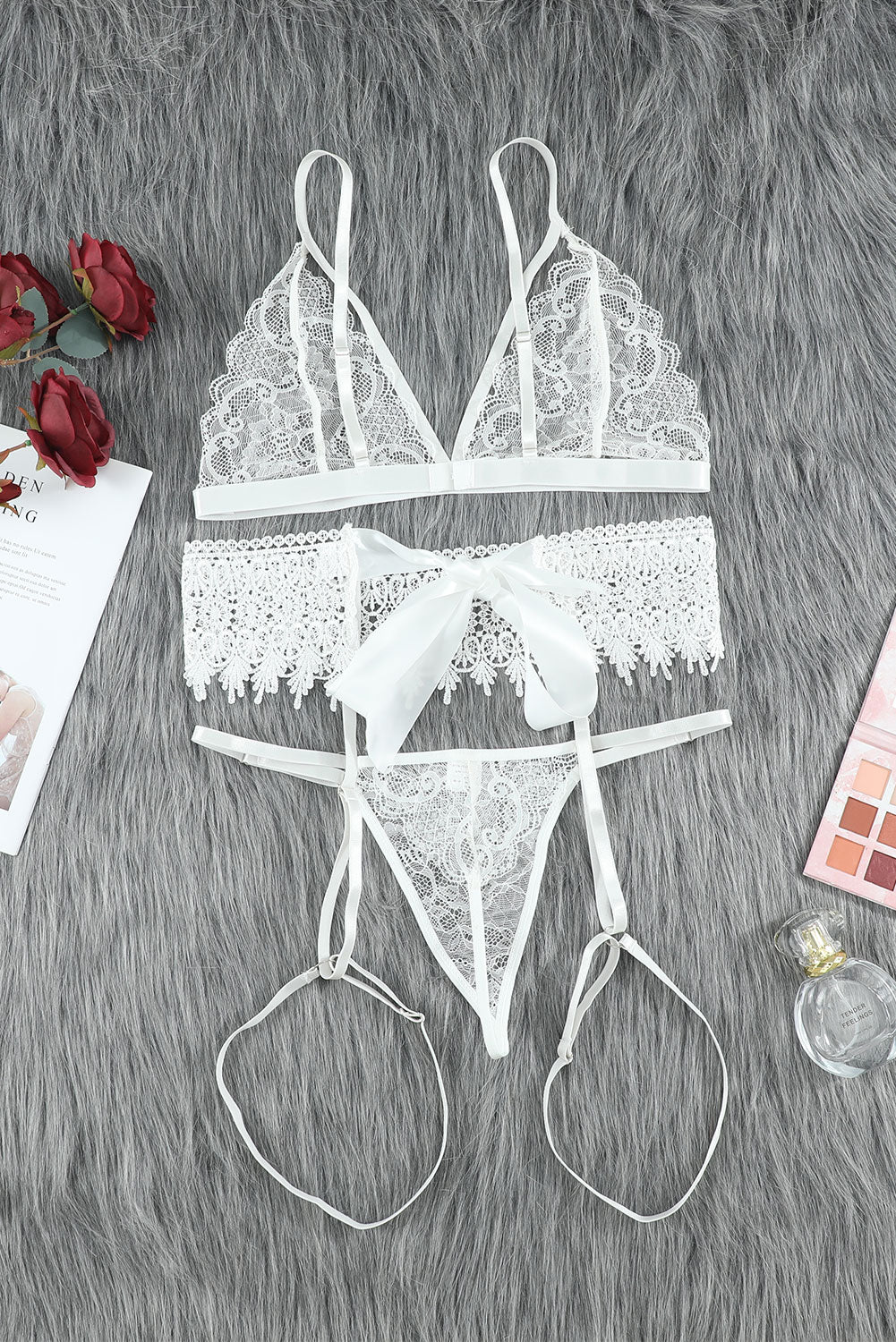 lace lingerie three-piece set