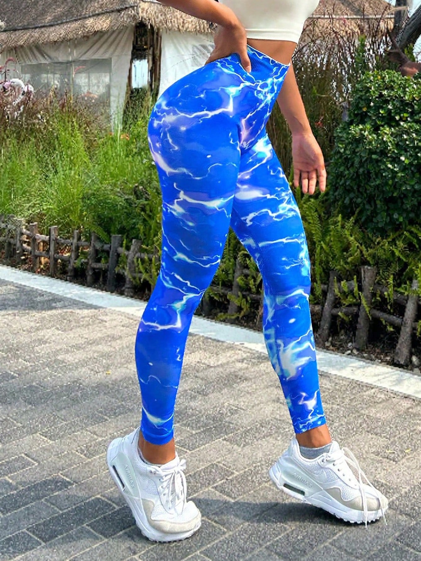 tie-dye slim fit high waistband long active pants