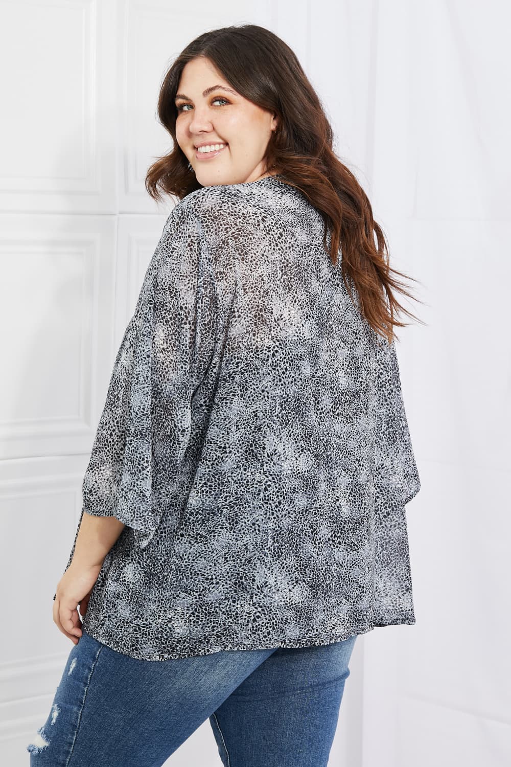 melody full size snake print chiffon kimono