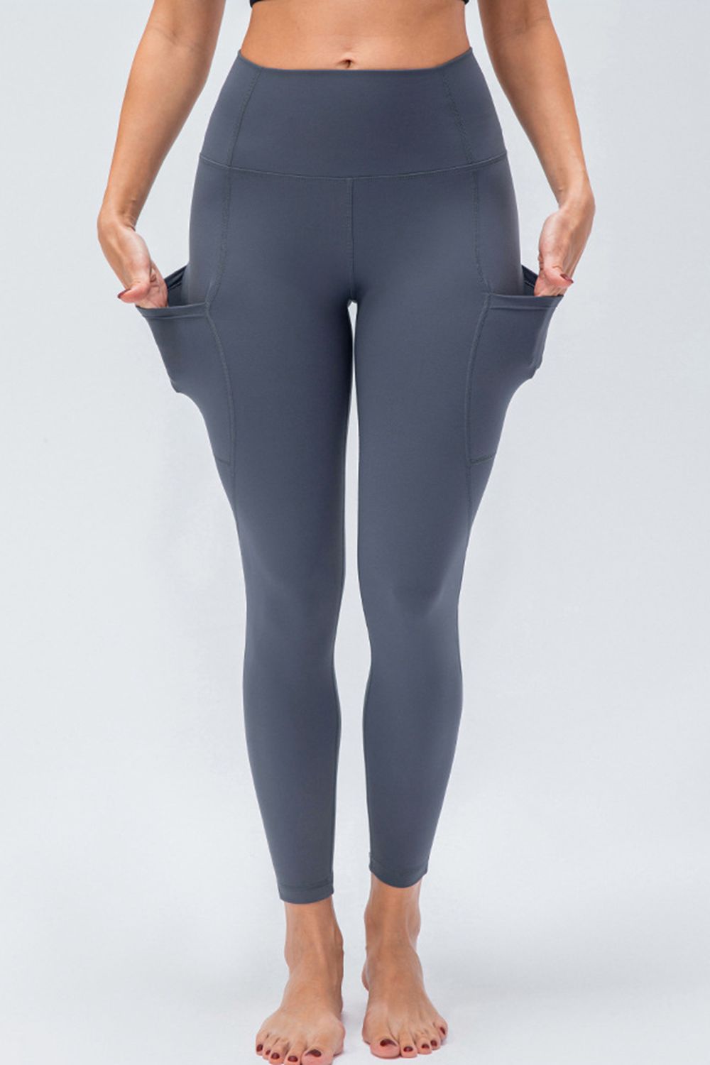 breathable wide waistband active leggings with pockets