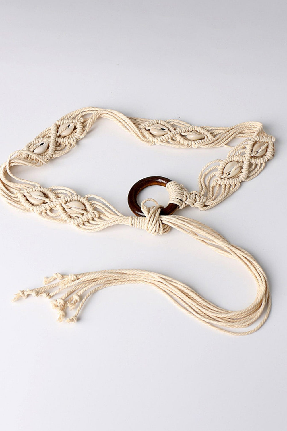 bohemian wood ring braid belt