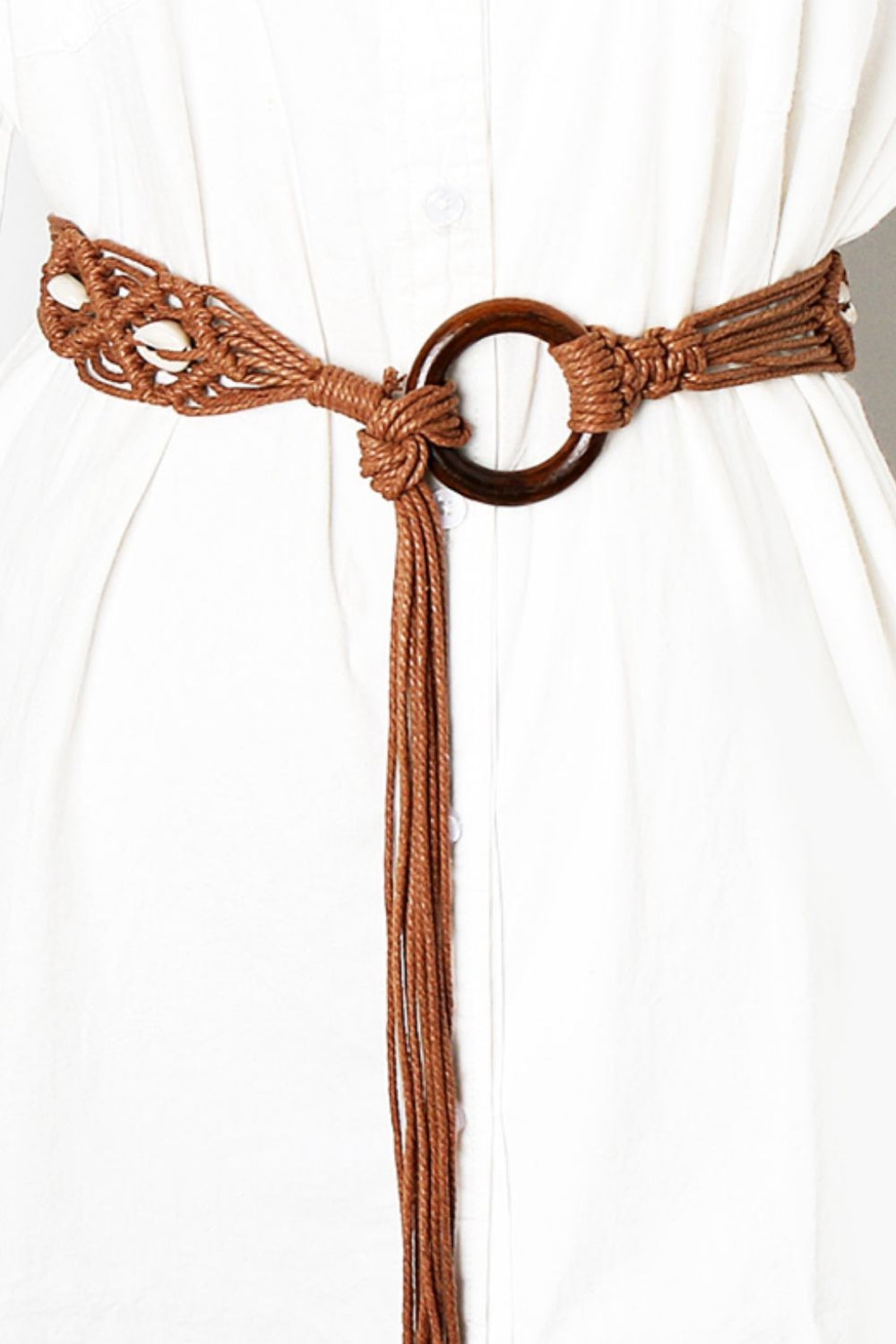 bohemian wood ring braid belt