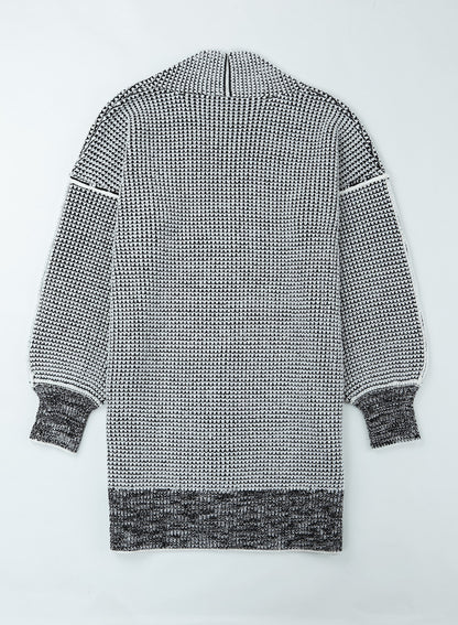 Woven Right Heathered Open Front Longline Cardigan