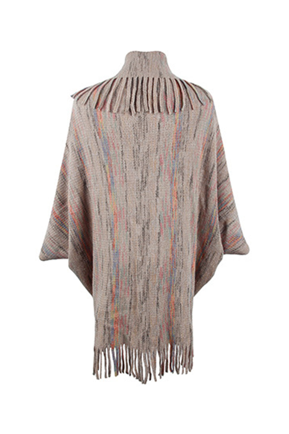 fringe detail printed poncho