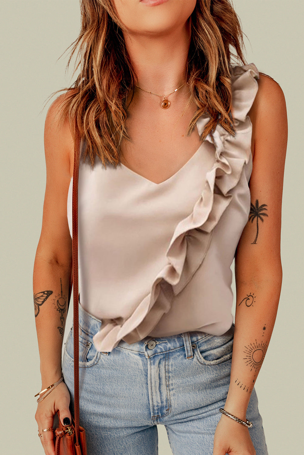 ruffled v-neck tank