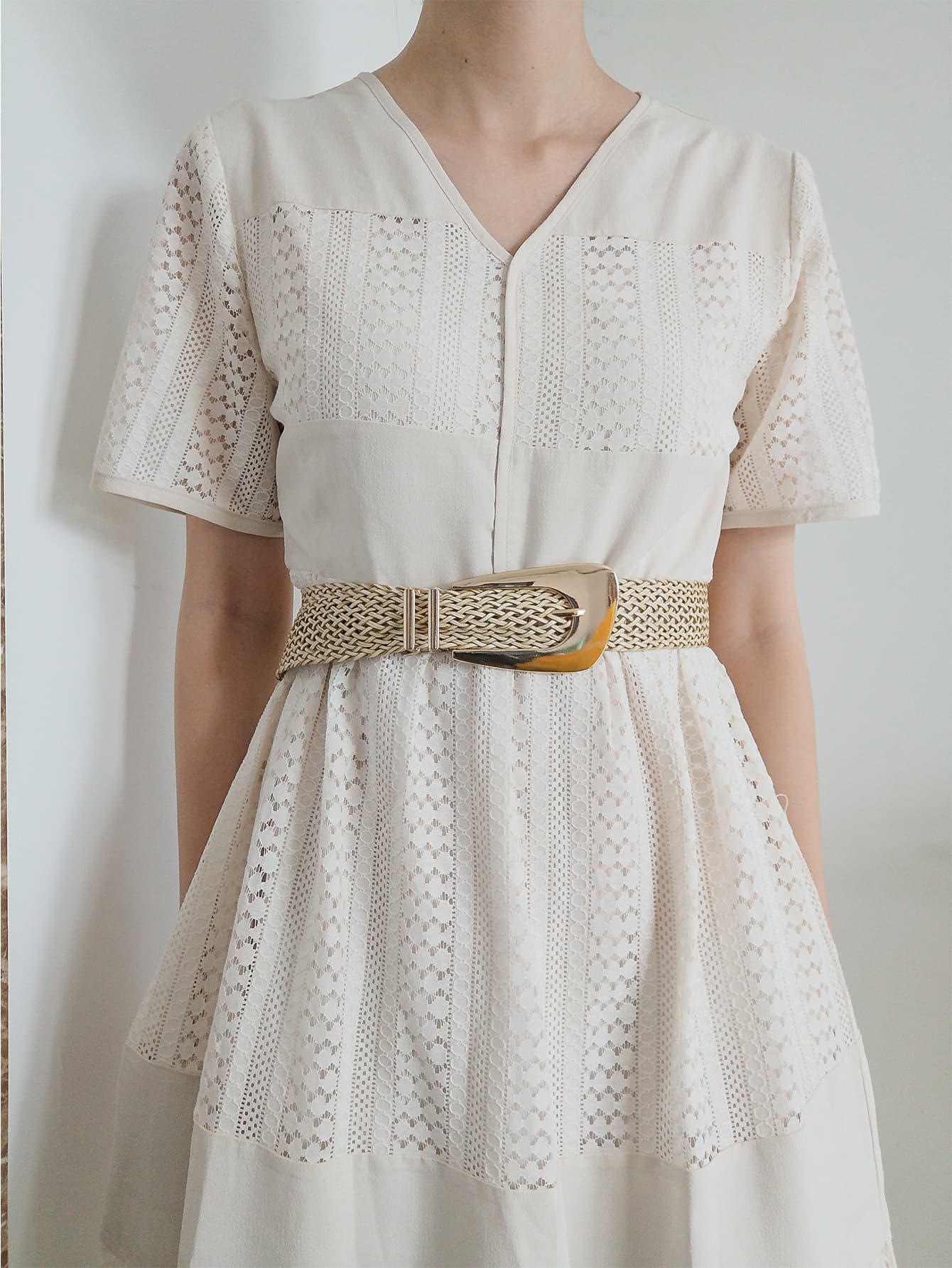 irregular buckle braid belt