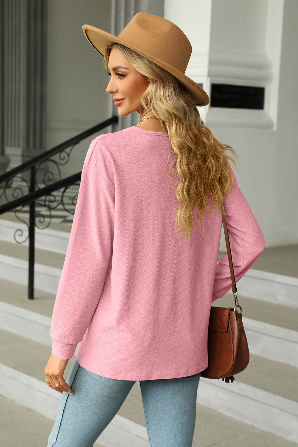 v-neck long sleeve blouse