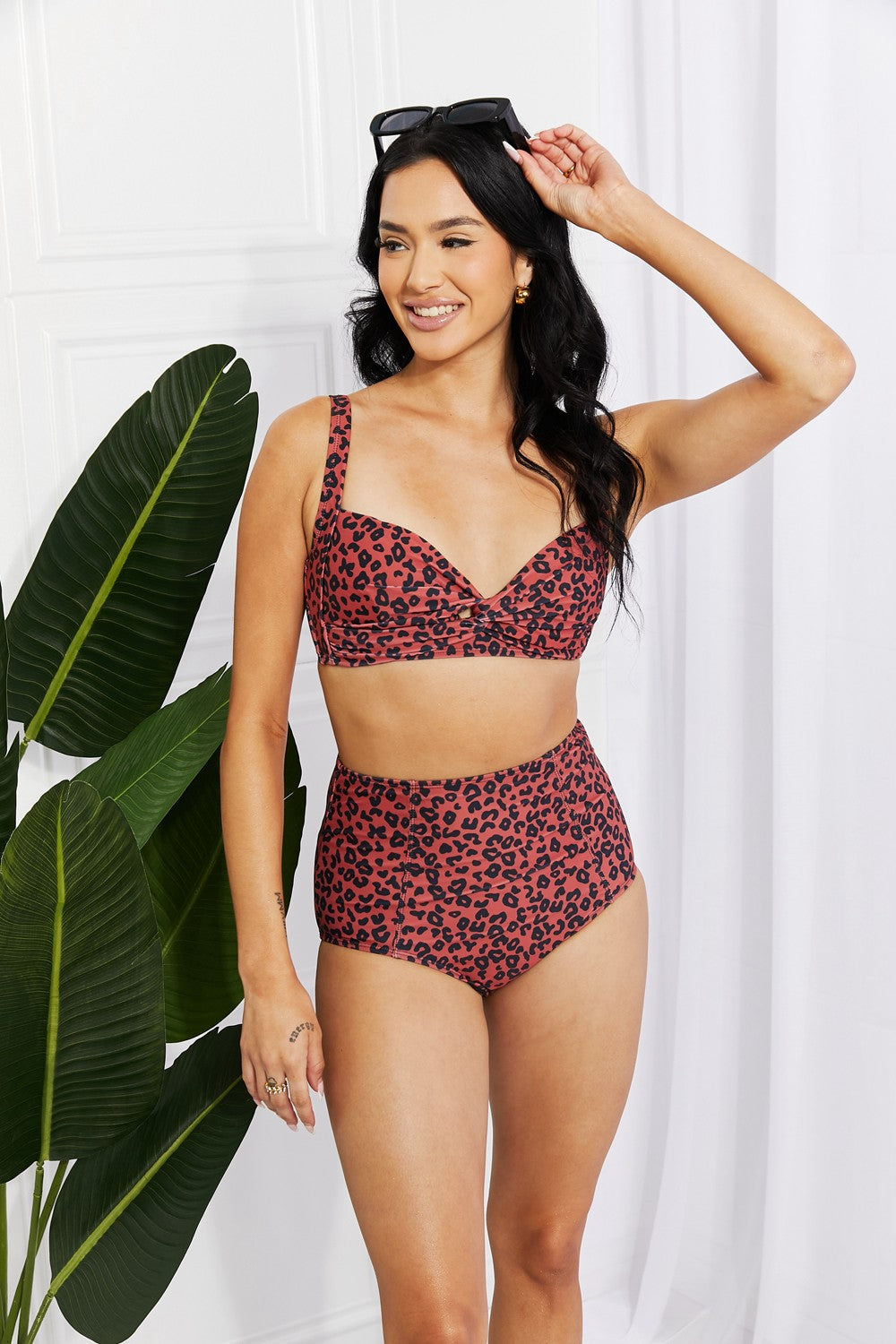 marina west swim take a dip twist high-rise bikini in ochre