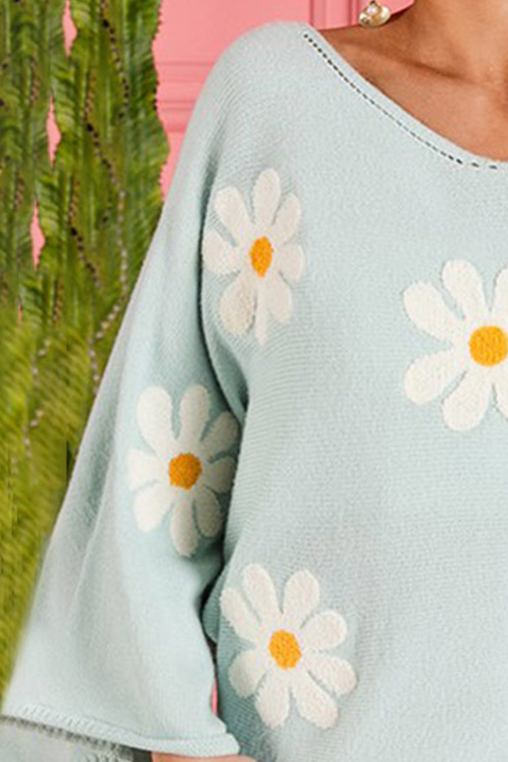 flower pattern long sleeve sweater