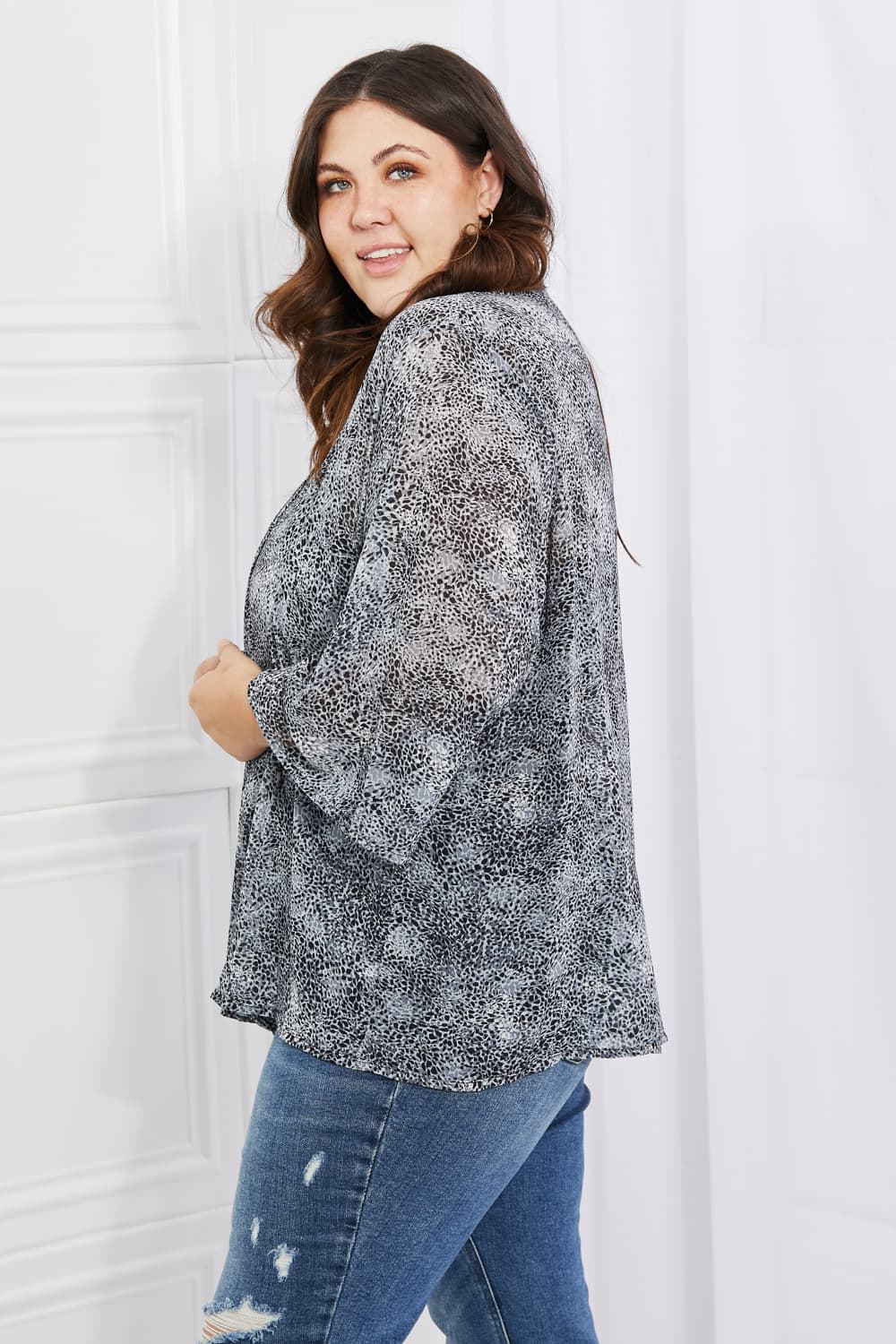 melody full size snake print chiffon kimono