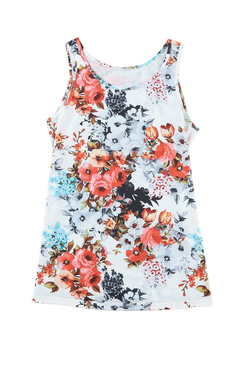 floral round neck tank