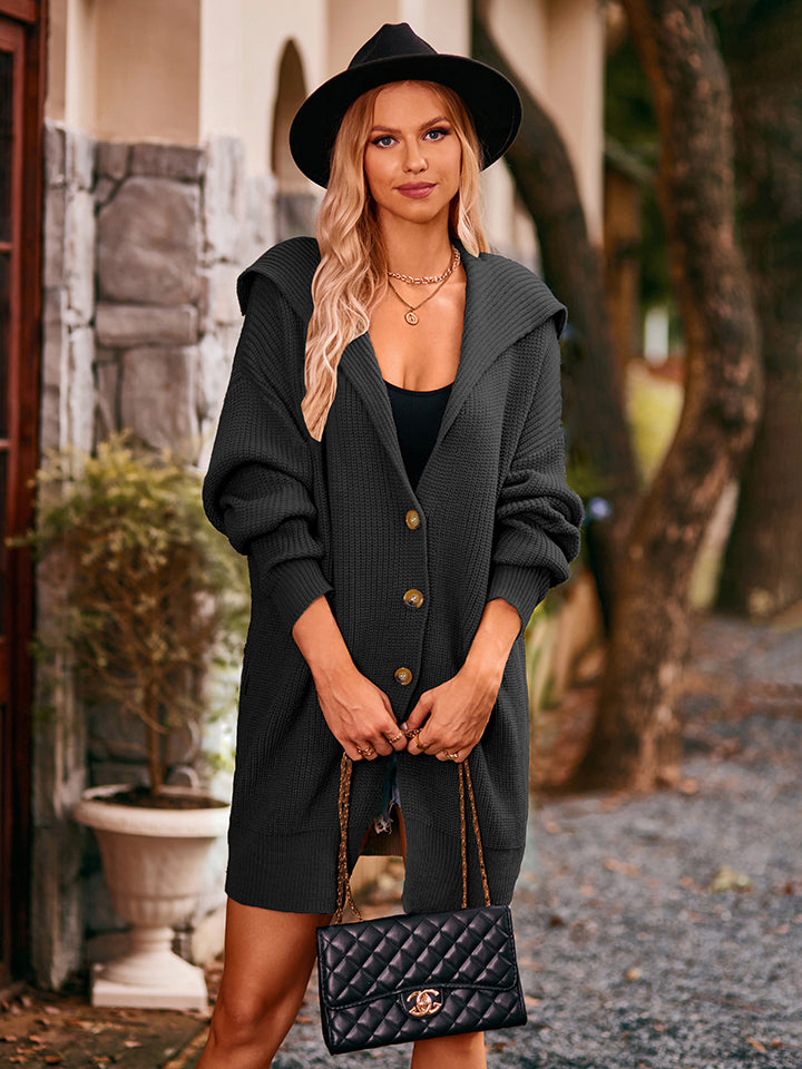 dropped shoulder long sleeve cardigan