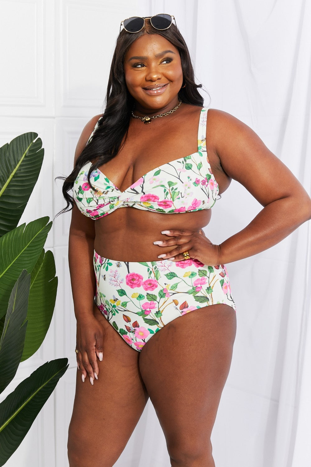 marina west swim take a dip twist high-rise bikini in cream